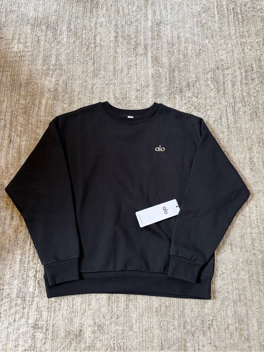 ALO Yoga Men's Crewneck Sweatshirt - Black with White Logo
